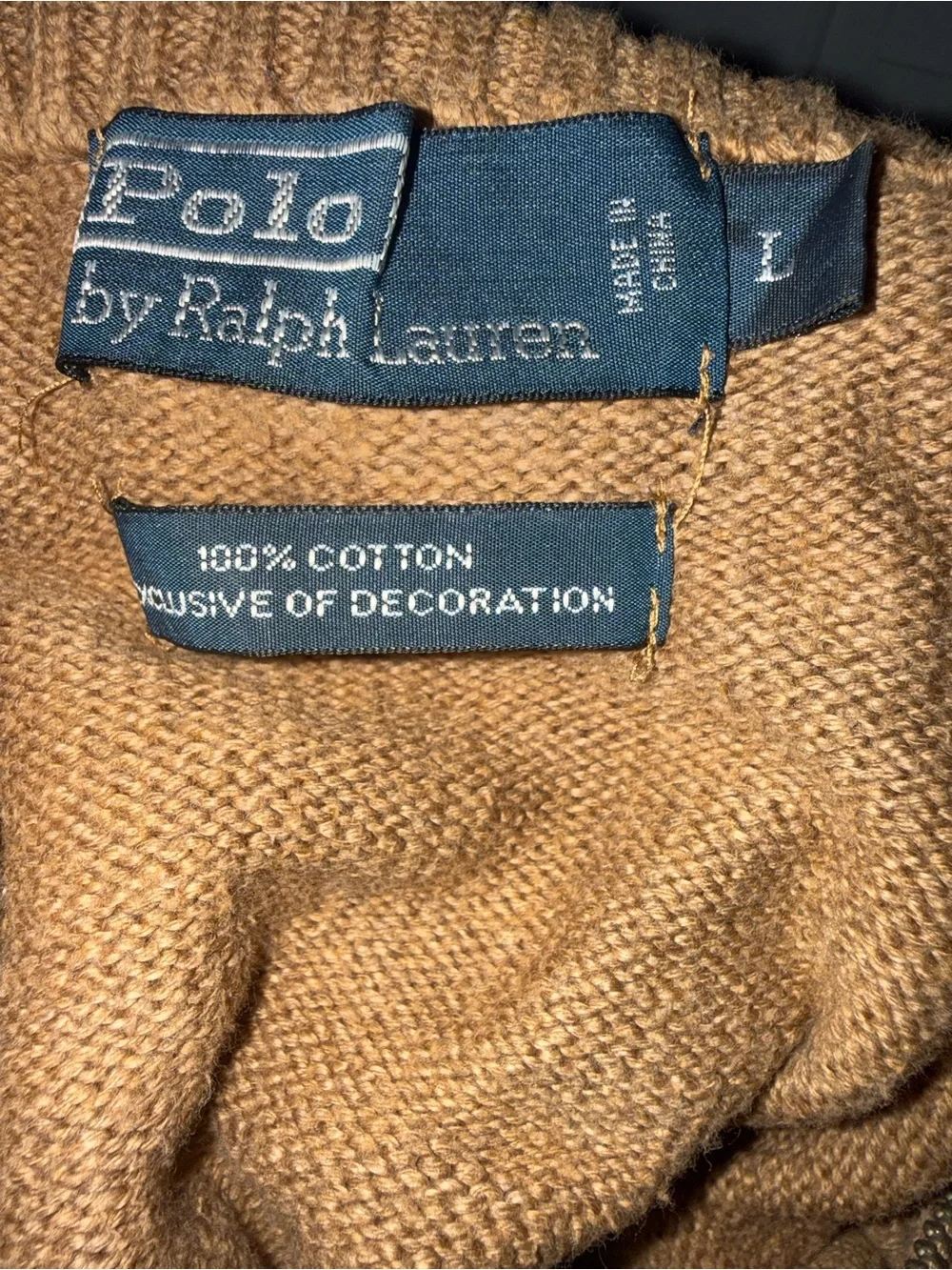 Polo by Ralph Lauren Men's Camel Tan Half-Zip Sweater